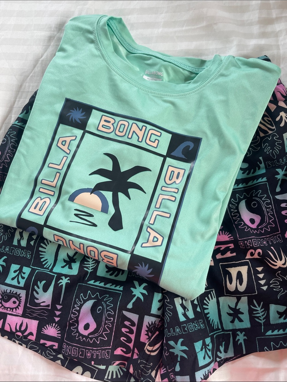 Billabong Mint Green Palm Graphic Tee for Kids